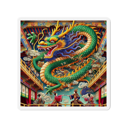 Tibetan Dragon Over Kabuki Duel Die-Cut Magnets (4 Sizes)