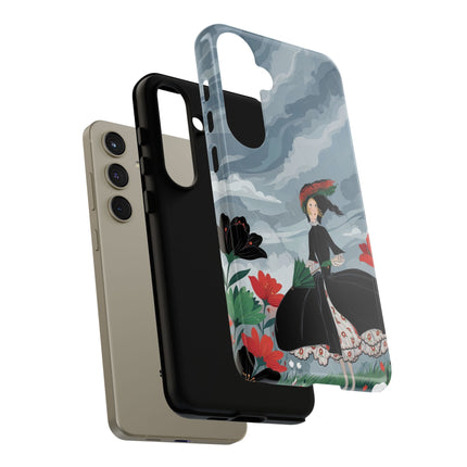 🌧️🌺 The Stormy Flower Walk Phone Case – Art Deco Floral Fashion