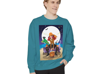 Moonlit Pirate Halloween Unisex Garment-Dyed Sweatshirt