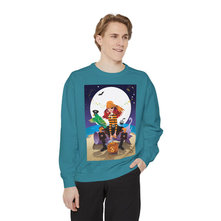 Moonlit Pirate Halloween Unisex Garment-Dyed Sweatshirt