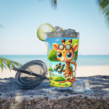 Giraffe Lookout Sunsplash Tumbler with Straw, 16oz