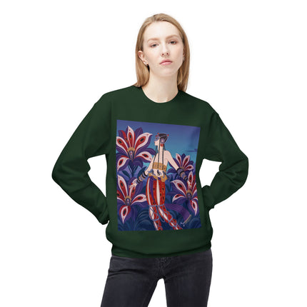 🎭🌺 The Enchanted Peacock Blossom Dancer Midweight Crewneck Sweatshirt – Art Deco Floral Fantasy