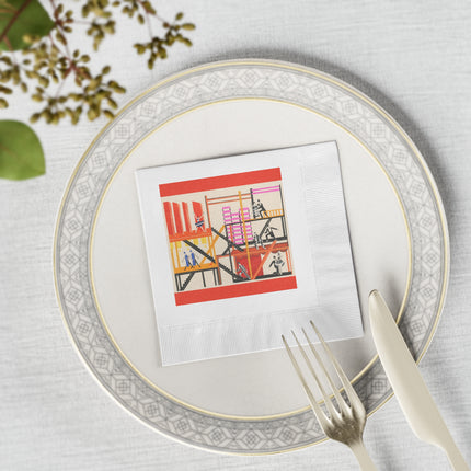 Maquettes de Théatre 4 by Alexandra Exter White Coined Napkins