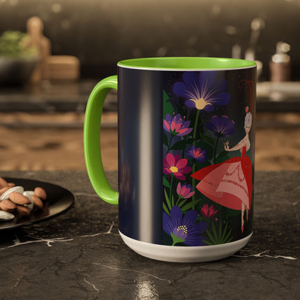 Moonlight Waltz Among The Blossoms Colorful Mugs – Art Deco Floral Enchantment
