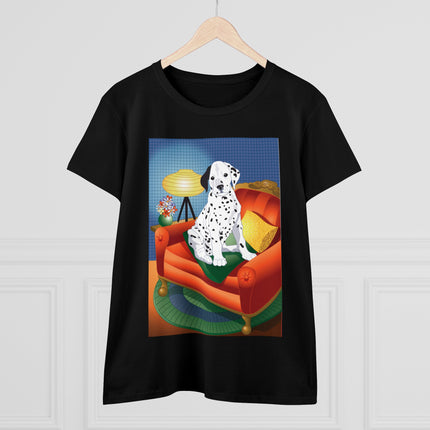 A Dalmatian's Cozy Corner Women's Midweight Cotton Tee