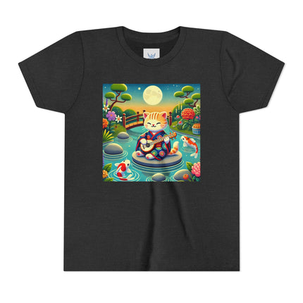 Melodic Kitten by the Koi Pond Youth Short Sleeve Tee