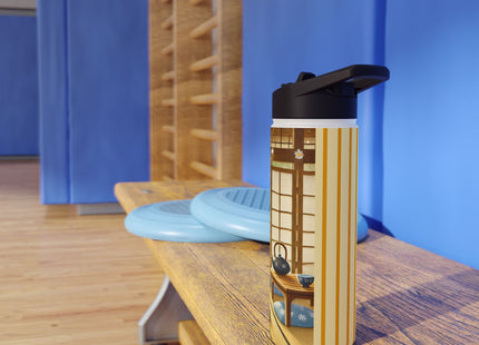 Playful Kitten in the Tea Room Stainless Steel Water Bottle, Standard Lid