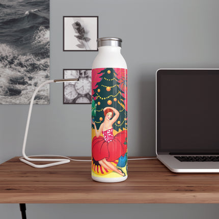 Art Deco Christmas Enchantment Slim Water Bottle