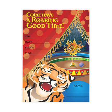A Roaring Circus Adventure Party Invitation! Bundles of 10, 30, 50 Pieces Available (envelopes included)