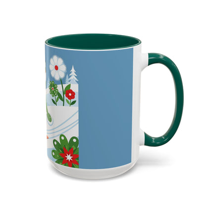 🎿❄️ The Winter Garden Skier Colorful Mug – Whimsical Holiday Fantasy
