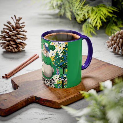 🍀🎄 The Emerald Holly Christmas Colorful Mug – Art Deco Holiday Elegance