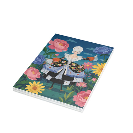 🌹🌼 The Lady Of The Enchanted Flower Garden Greeting Card – Art Deco Floral Elegance