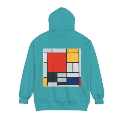 Composition with Red, Yellow, Blue, and Black by Piet Mondrian Unisex Garment-Dyed Hoodie