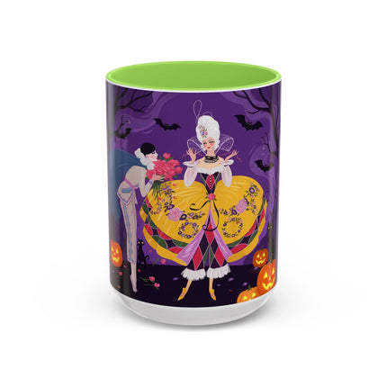 🎭🌹 The Harlequin Rose Masquerade Colorful Mug – Theatrical Halloween Romance