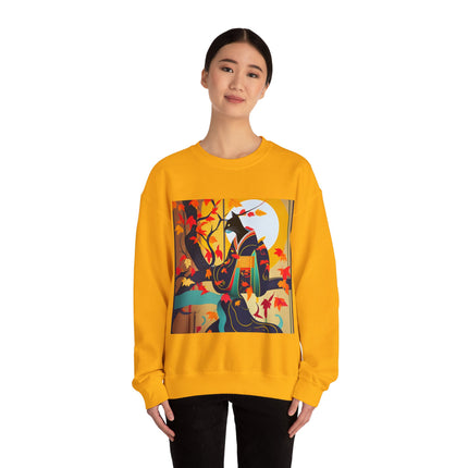 Black Cat in Kimono Unisex Heavy Blend™ Crewneck Sweatshirt