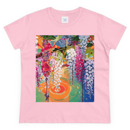 Women's Golden Wisteria Print Midweight Cotton Tee