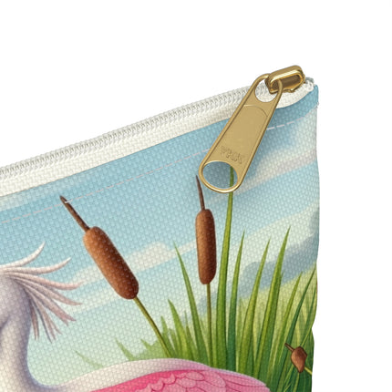 Geisha Kitten Strolls Among the Spoonbills Accessory Pouch – Serene Grace & Marshland Wonder