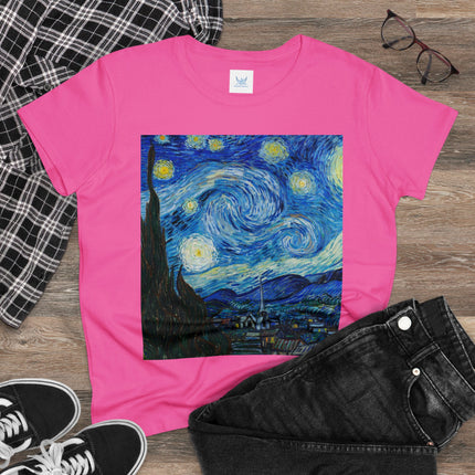 The Starry Night by Vincent Van Gogh Women's Midweight Cotton Tee