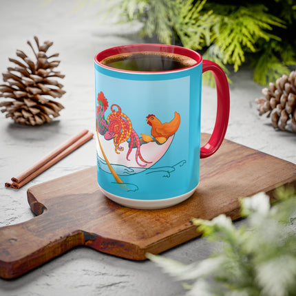 A Rooster's Seafaring Adventure Colorful Mugs, 11oz