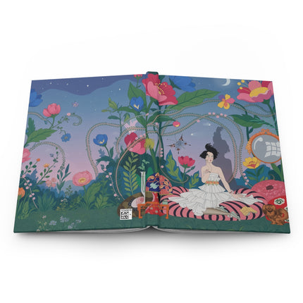 🌙🌺 The Lady Of The Moonlit Secret Garden Hardcover Journal – Art Deco Floral Whimsy