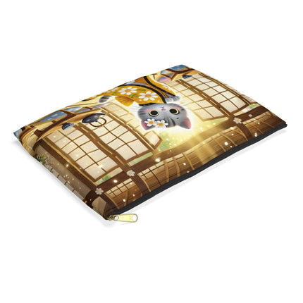 Playful Kitten in the Tea Room Accessory Pouch – Curious Charm & Cozy Whimsy