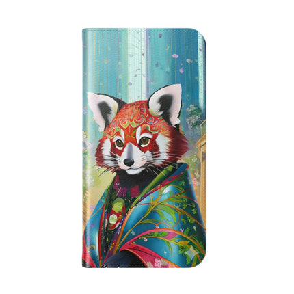 🦝✨ Cybernetic Red Panda Flip Case – Neon Charm & Futuristic Wonder
