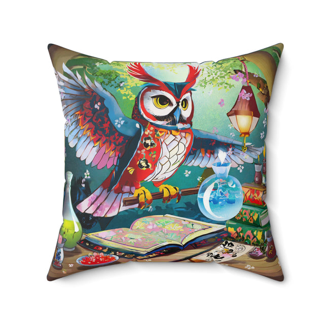 Owl's Magical Workshop Spun Polyester Square Pillow