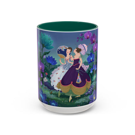 The Ladies Of The Moonlit Garden Colorful Mugs – Art Deco Floral Elegance