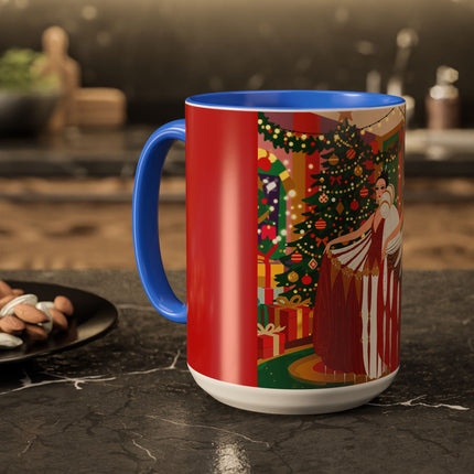🎄💃 The Christmas Mirror Duet Colorful Mug – Art Deco Holiday Elegance