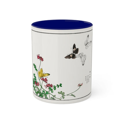 Butterflies and flower illustration by Morimoto Toko Colorful Mugs, 11oz