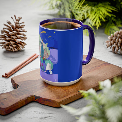 Wishes Beneath the Comet Sky Colorful Mug (11oz, 15oz) – Celestial Magic, Art Deco Elegance & Dreamy Wonder