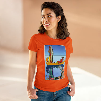 Le long du Missouri (Indian couple in a canoe on the Missouri River) by George Barbier Women's Midweight Cotton Tee