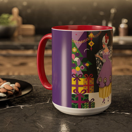 🎁✨ The Lavender Christmas Masquerade Colorful Mug – Art Deco Holiday Fantasy