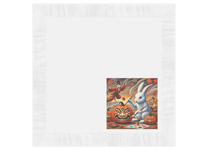 Halloween Rabbit’s Kabuki Jack-o’-Lanterns White Coined Napkins