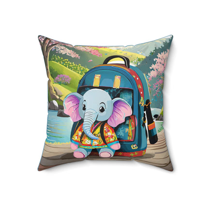 Baby Elephant Spun Polyester Square Pillow