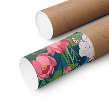🌸☂️ The Lady Of The Falling Blossoms Matte Vertical Poster – Art Deco Garden Whimsy