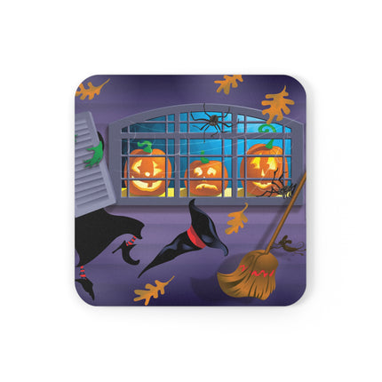 Whimsical Halloween Mischief Cork Back Coaster