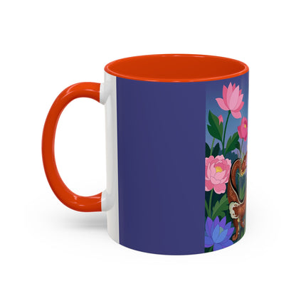 The Lady And The Garden Dragon Colorful Mugs – Art Deco Mythical Botanical Elegance