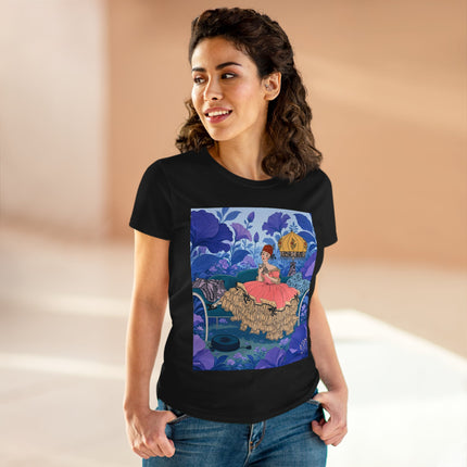 🌸🛋️ The Enchanted Garden Repose Cotton Tee – Art Deco Floral Whimsy