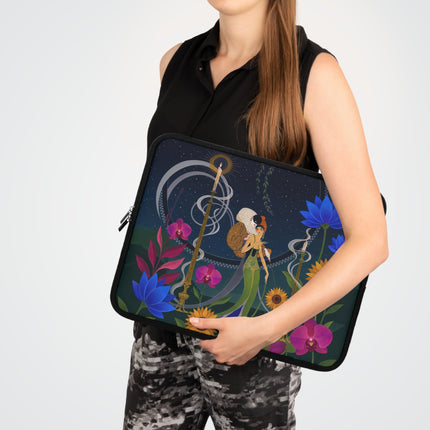 🌙🌻 The Lady Of The Midnight Garden Laptop Sleeve – Art Deco Floral Fantasy