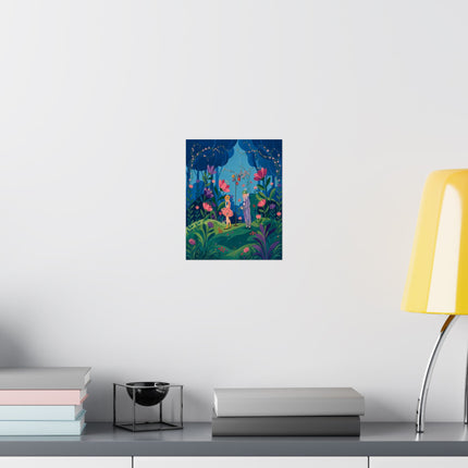 🦋🌷 The Secret Flower Forest Matte Vertical Poster – Art Deco Botanical Whimsy