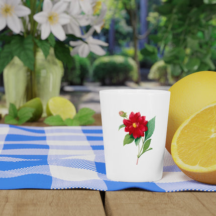 Dahlia Botanical Illustration by Pierre-Joseph Redouté Ceramic Shot Glass