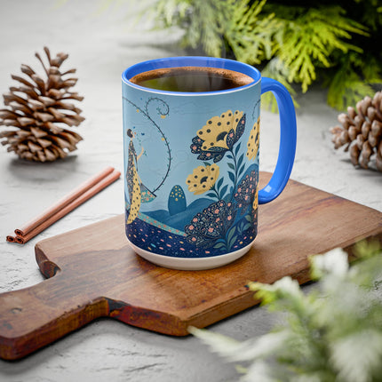 🌼🦋 The Enchanted Butterfly Garden Promenade Colorful Mug – Art Deco Floral Whimsy
