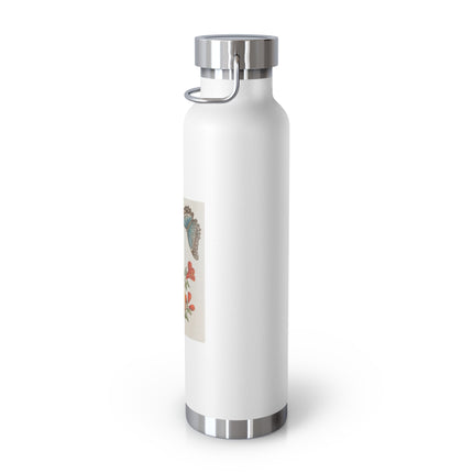 Blue Butterflies and Pomegranate by Maria Sibylla Merian Copper Vacuum Insulated Bottle, 22oz