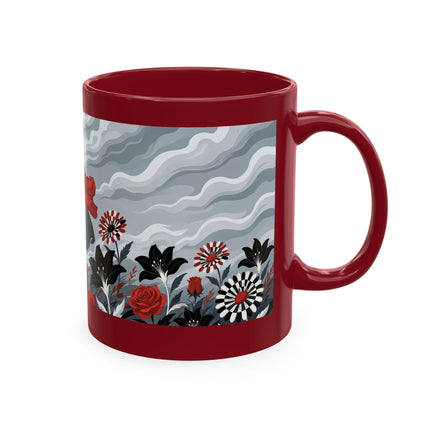 ☂️🌹 The Lady In The Windy Rose Garden Ceramic Mug – Art Deco Fashion Whimsy