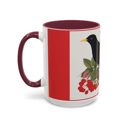Blackbird & Rose Colorful Mugs – Timeless Elegance & Nature's Harmony