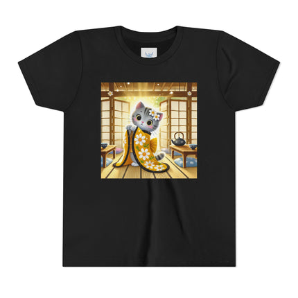 Playful Kitten in the Tea Room Youth Short Sleeve Tee