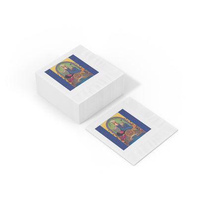 December & Tanzanite Zodiac White Coined Napkins