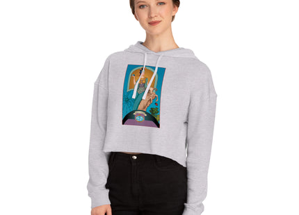 March & Aquamarine (Gem Series) by Sofia Chiostri Women’s Cropped Hooded Sweatshirt