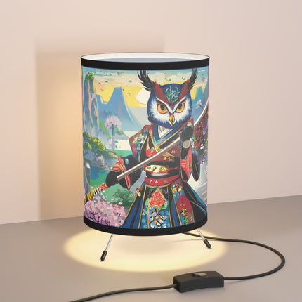 Cyberpunk Samurai Owl Tripod Lamp